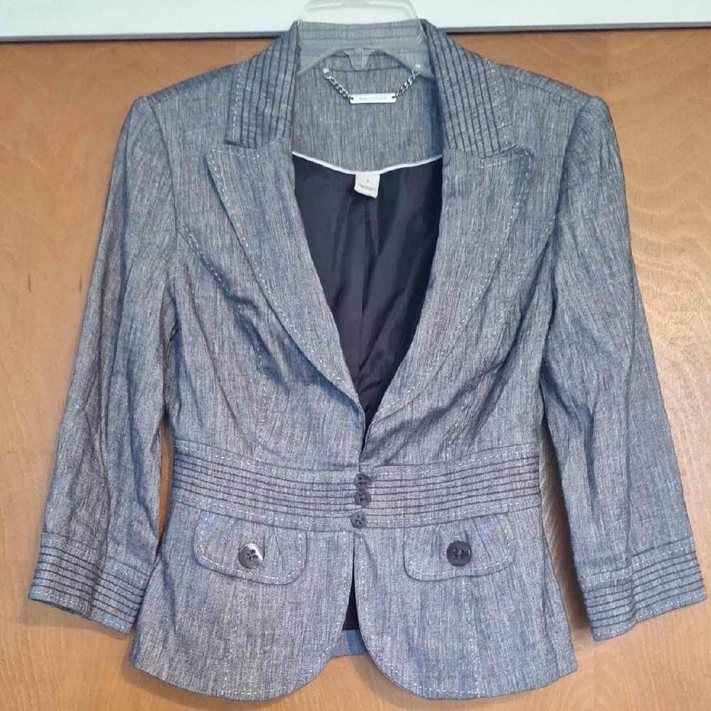 White House Black Market Gray Blazer with Notched Lapels